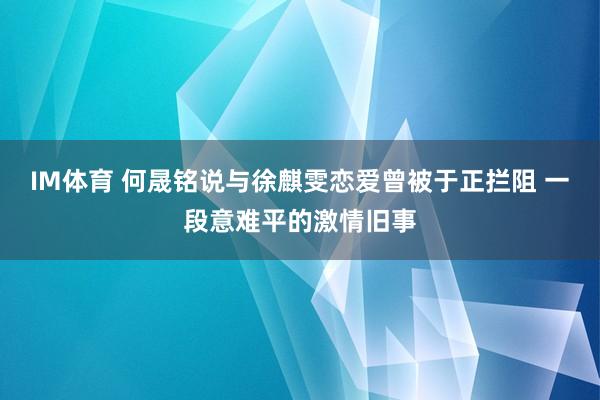 IM体育 何晟铭说与徐麒雯恋爱曾被于正拦阻 一段意难平的激情旧事