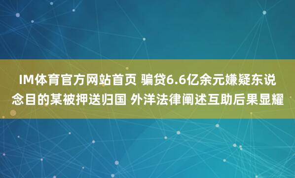 IM体育官方网站首页 骗贷6.6亿余元嫌疑东说念目的某被押送归国 外洋法律阐述互助后果显耀