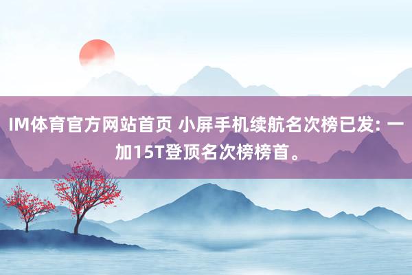 IM体育官方网站首页 小屏手机续航名次榜已发: 一加15T登顶名次榜榜首。