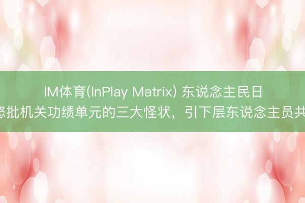 IM体育(InPlay Matrix) 东说念主民日报怒批机关功绩单元的三大怪状，引下层东说念主员共识！