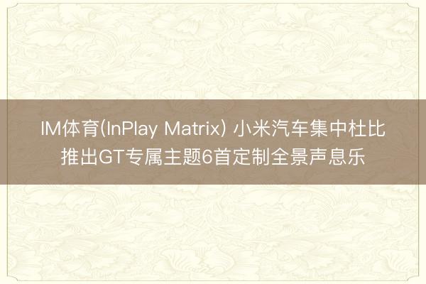 IM体育(InPlay Matrix) 小米汽车集中杜比推出GT专属主题6首定制全景声息乐