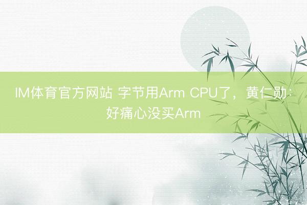 IM体育官方网站 字节用Arm CPU了，黄仁勋：好痛心没买Arm