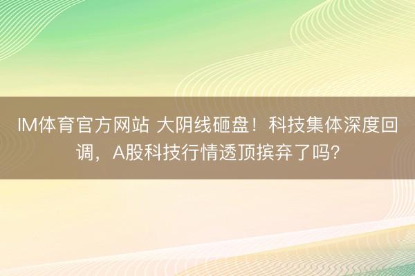 IM体育官方网站 大阴线砸盘！科技集体深度回调，A股科技行情透顶摈弃了吗？