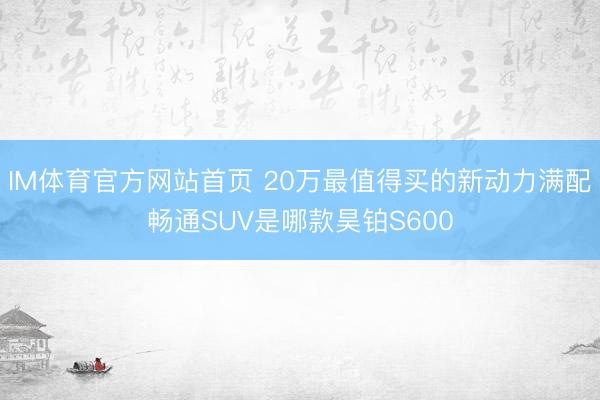 IM体育官方网站首页 20万最值得买的新动力满配畅通SUV是哪款昊铂S600