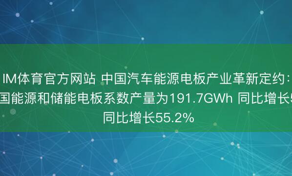 IM体育官方网站 中国汽车能源电板产业革新定约：5月我国能源和储能电板系数产量为191.7GWh 同比增长55.2%