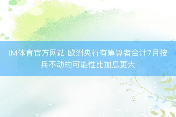 IM体育官方网站 欧洲央行有筹算者合计7月按兵不动的可能性比加息更大