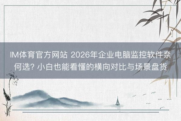 IM体育官方网站 2026年企业电脑监控软件奈何选? 小白也能看懂的横向对比与场景盘货